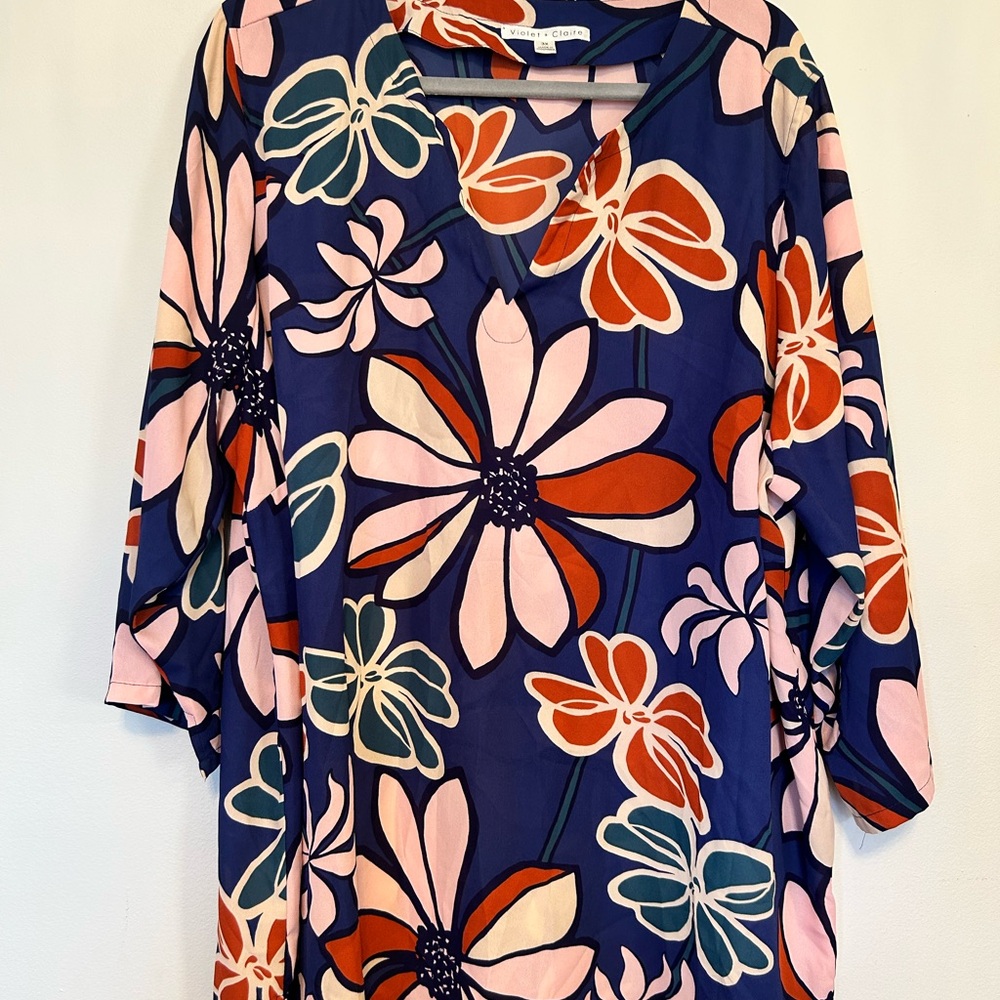 Violet & Claire Floral Blouse - Navy, Pink, Red, Green